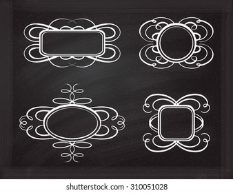 Calligraphy frames on the chalk background for your design.