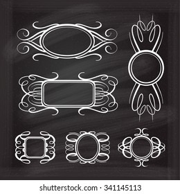 Calligraphy frames on the chalk background for your design.