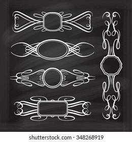 Calligraphy frames on the chalk background for your design.