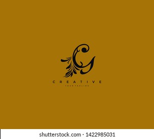 Calligraphy G Letter Linked Floral Baroque Ornament Monogram Logo