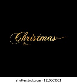 Calligraphy, gold script word: Christmas 