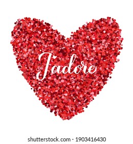 J’adore calligraphy hand lettering. I adore inscription in French. Valentines day greeting card. Vector template for typography poster, banner, postcard, t shirt, logo design, flyer, sticker, etc.