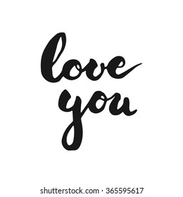 Calligraphy hand written lettering text Love You for greeting with Valentines day 