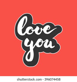 Calligraphy hand written lettering text Love You for greeting with Valentines day