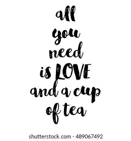 Calligraphy hand written phrase about tea