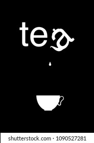 Calligraphy hand written phrases about tea. Tea shop lettering design collection.