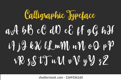 calligraphy hand written typeface. brush effect alphabet. calligraphic fonts. abc