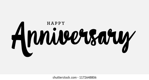 calligraphy of happy anniversary with black color on grey background