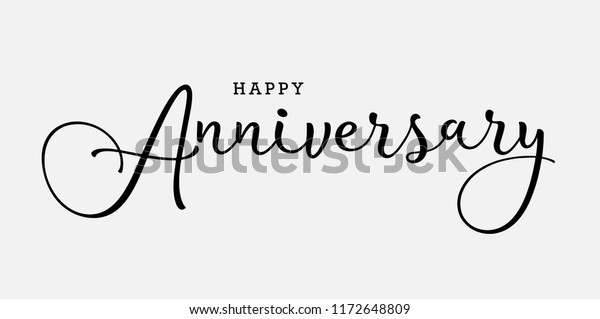 Calligraphy Happy Anniversary Black Color On Stock Vector (Royalty Free ...