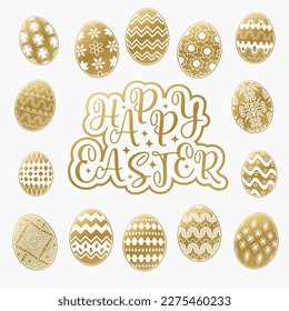 Calligraphy Happy Easter lettering style eggs