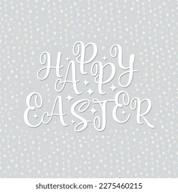 Calligraphy Happy Easter on a seamless background of stars