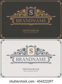 Calligraphy header with initial letter, Brandname  typographic monogram, Vector Eps 10