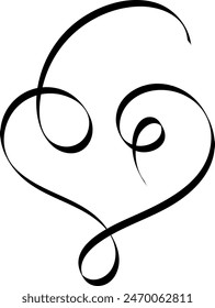 Calligraphy Heart Icon Vector Illustration