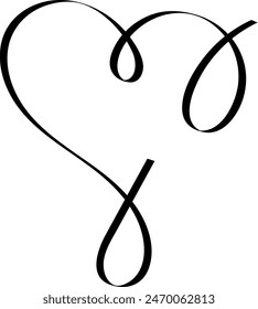 Calligraphy Heart Icon Vector Illustration