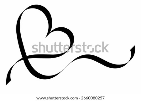 calligraphy heart isolated on white background. heart line doodle. heart line ornament. heart calligraphy illustration