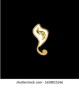 Calligraphy Hebrew alphabet. Decorative font gold. Letters hand draw gold. Vector illustration on isolated background.