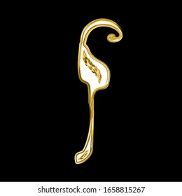 Calligraphy Hebrew alphabet. Decorative font gold. Letters hand draw gold. Vector illustration on isolated background.