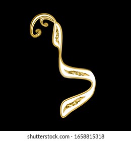 Calligraphy Hebrew alphabet. Decorative font gold. Letters hand draw gold. Vector illustration on isolated background.