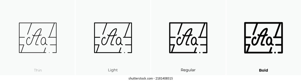 calligraphy icon. Thin, Light Regular And Bold style design isolated on white background