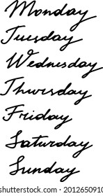 Calligraphy ihand draw graphic design typography element. Hand written day of week.