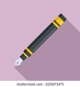 Calligraphy ink pen icon flat vector. Nib tool. Writing pencil