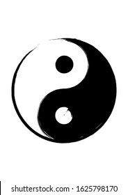 Calligraphy ink of yin yang . Vector illustration. Good for home decorating or printing for various requirements.