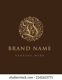 Calligraphy inspired hand drawn logo with flourishes,