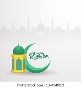 calligraphy of islamic event with beautiful lantern. Ramadan Kareem.