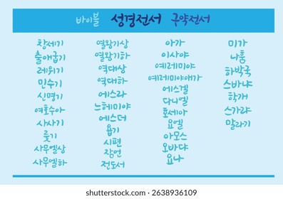 Calligraphy in Korean is a list in the Old Testament of the Bible.