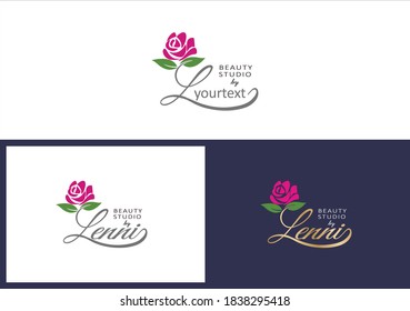 Calligraphy L Logotype with Flower