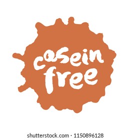Calligraphy label Caseine Free on a blot. Isolated on white. Clipping paths included.