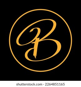 Calligraphy. Letter B logotype VECTOR