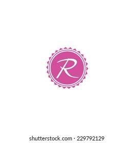 Calligraphy letter R in frame