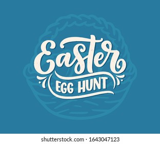 Calligraphy lettering about Easter for flyer and print design. Vector illustration. Template banner, poster, greeting postcard.