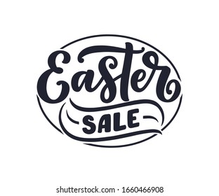 Calligraphy lettering about Easter for flyer and print design. Vector illustration. Template banner, poster, greeting postcard.
