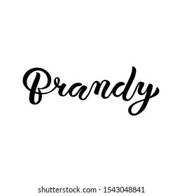 Calligraphy  lettering Brandy. Hand-drawn and digitized. Vector inscription. Isolated on white background. Restaurant cafe menu title, for bar poster sticker label.