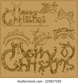 Calligraphy lettering Christmas tree