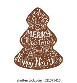 Calligraphy lettering Christmas tree. Vector illustration. 