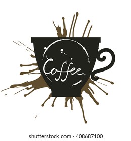  Calligraphy. Lettering. Cute vector illustration for postcards, posters, stickers. Coffee. Card with calligraphy. Coffee drinks