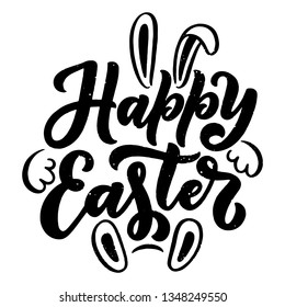 Calligraphy lettering for flyer design - Happy easter. Abstract vector illustration. Template banner, poster, greeting postcard.