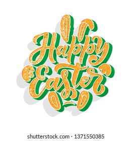 Calligraphy lettering for flyer design - Happy easter. Abstract vector illustration. Template banner, poster, greeting postcard.