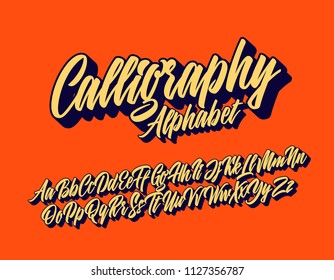 Calligraphy Lettering Font Vector Alphabet Stock Vector (Royalty Free ...