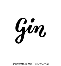 Calligraphy lettering Gin. Hand-drawn and digitized. Vector inscription. Isolated on white background. Restaurant cafe menu title, for bar poster sticker label.