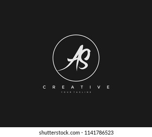 Calligraphy Lettering AS Leter Linked Logo