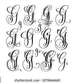 calligraphy lettering script font G set, hand written