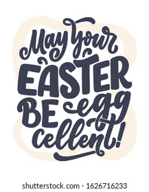 Calligraphy lettering slogan about Easter for flyer and print design. Vector illustration. Template banner, poster, greeting postcard.