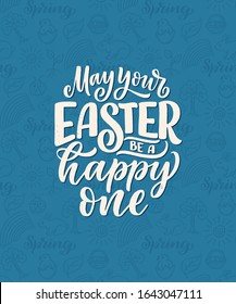 Calligraphy lettering slogan about Easter for flyer and print design. Vector illustration. Template banner, poster, greeting postcard.