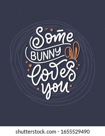 Kalligrafisches Schriftzeichen über Ostern für Flyer und Printdesign. Vektorillustration. Template Banner, Poster, Grußkarte.