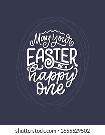 Calligraphy lettering slogan about Easter for flyer and print design. Vector illustration. Template banner, poster, greeting postcard.