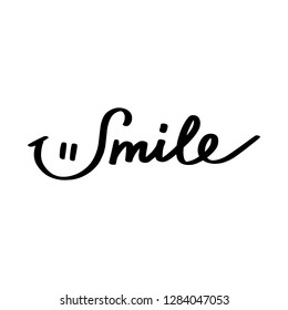 calligraphy lettering smile, vector illustration isolated on white background, design for t-shirts, hoodies and other things